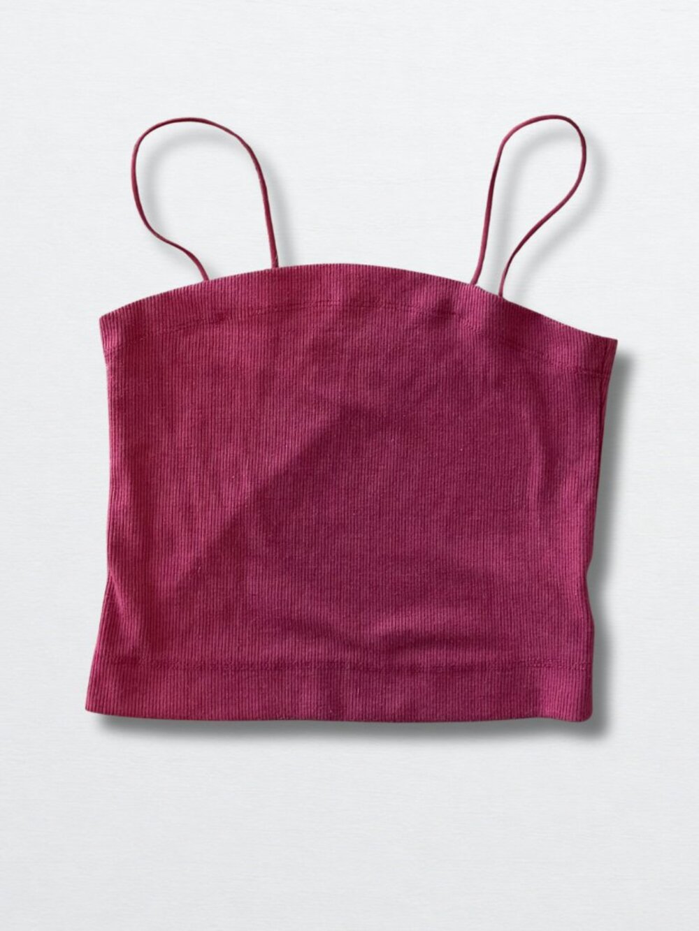 Berry Pink Ribbed Straight Neck Cami
